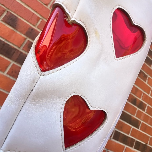 Sugar Thrillz RETRO ROMANCE White With Red clear heart GO GO BOOTS Size 7 - Picture 13 of 16